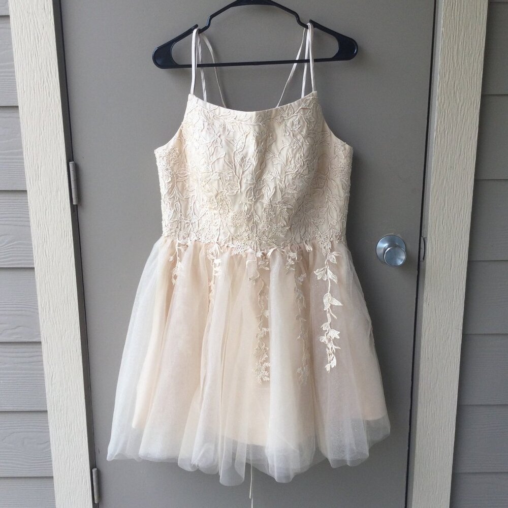 Beige Formal Ballerina-Style Dress – Boutique Size 16